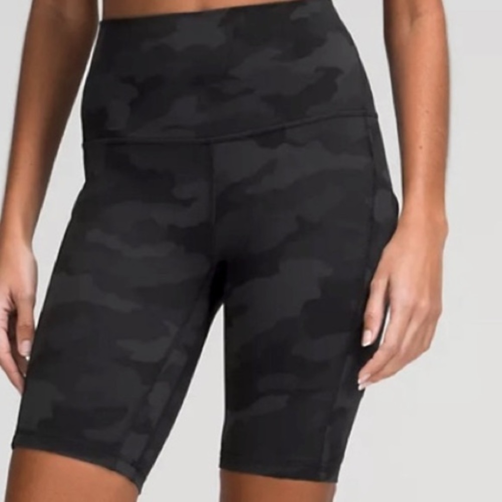 Lululemon Align High Rise Biker Shorts in Heritage 365 Camo Deep Coal